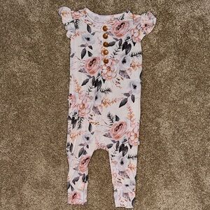 Posh Peanut Pink Floral Kids Romper